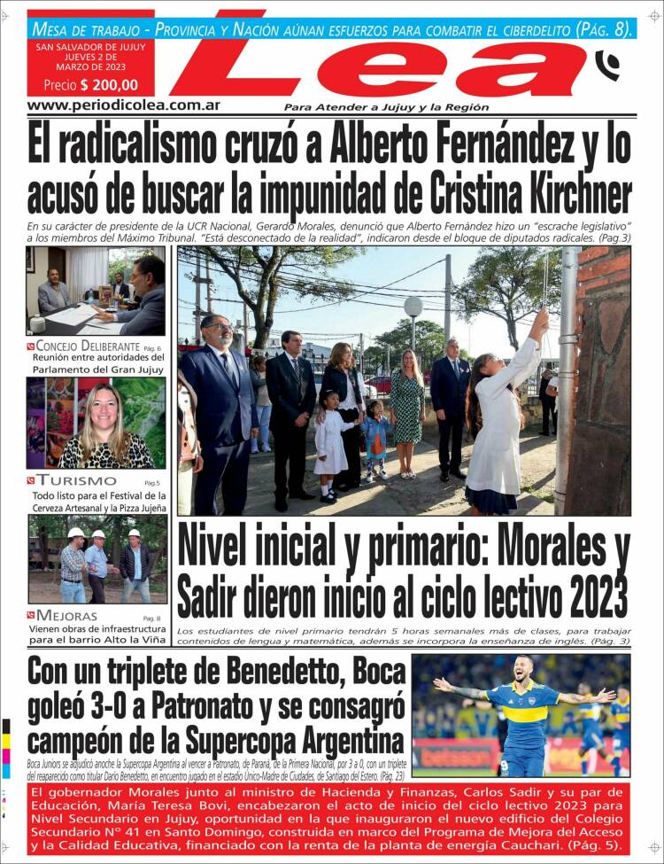 Portada de Periódico Lea (Argentina)