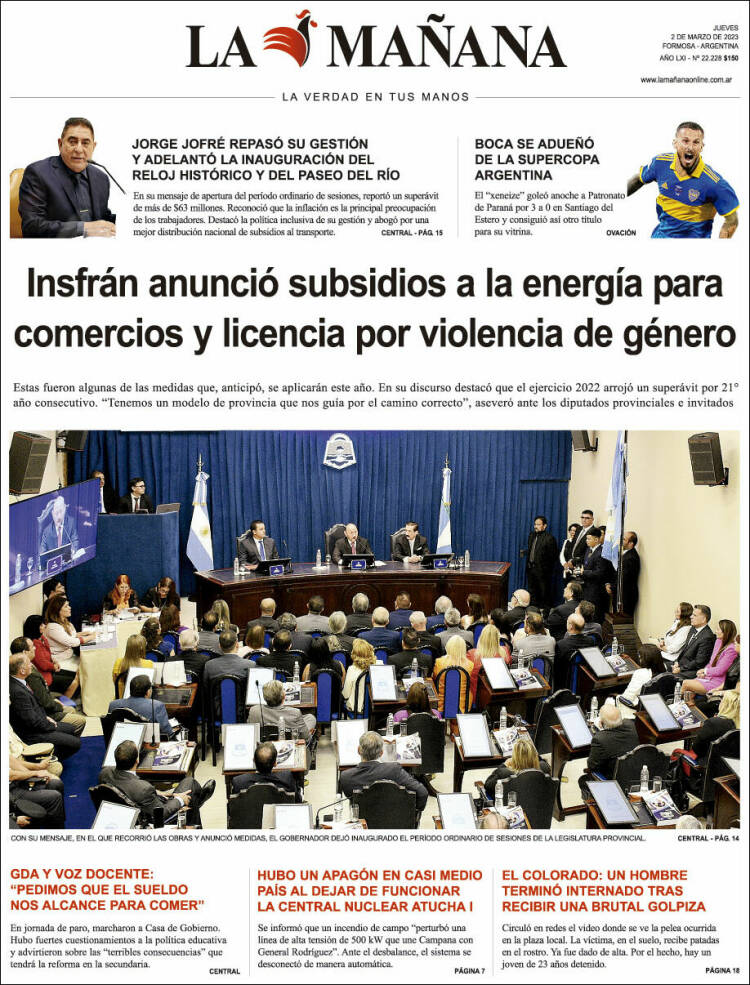 Portada de Diario La Mañana (Argentina)