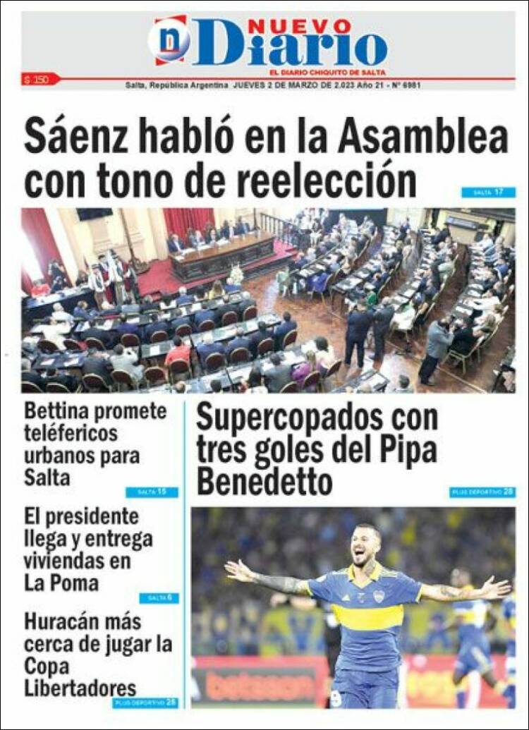 Portada de Nuevo Diario de Salta (Argentina)