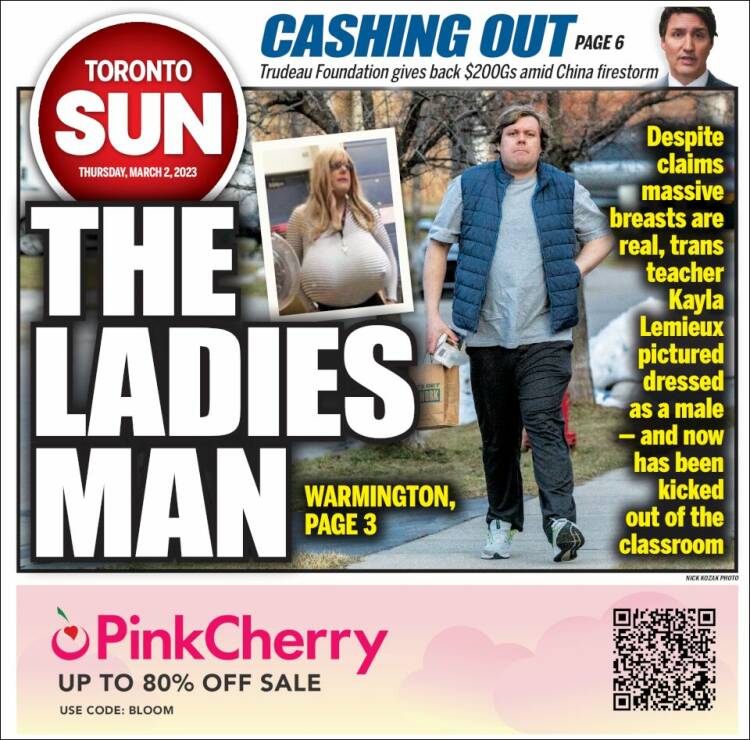 Portada de The Toronto Sun (Canadá)