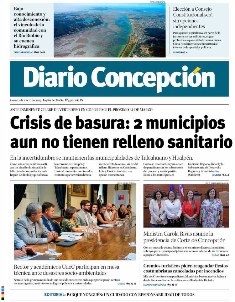 Portada de Diario de Concepción (Chili)