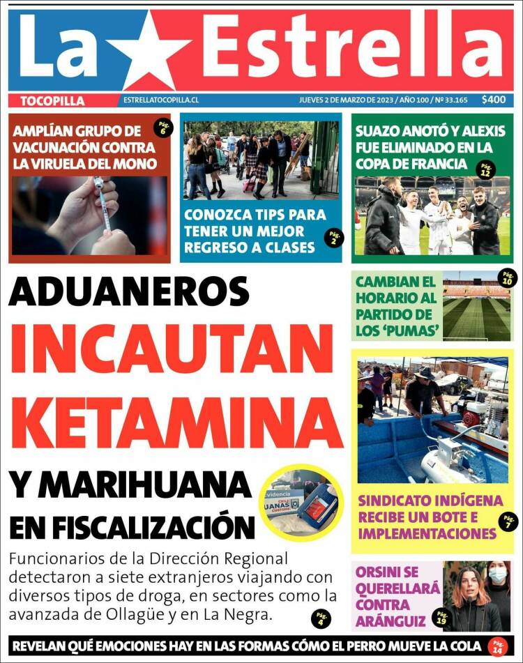 Portada de La Estrella de Tocopilla (Chili)