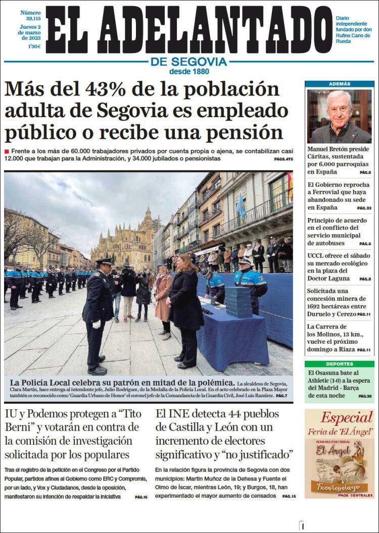 Portada de El Adelantado de Segovia (España)