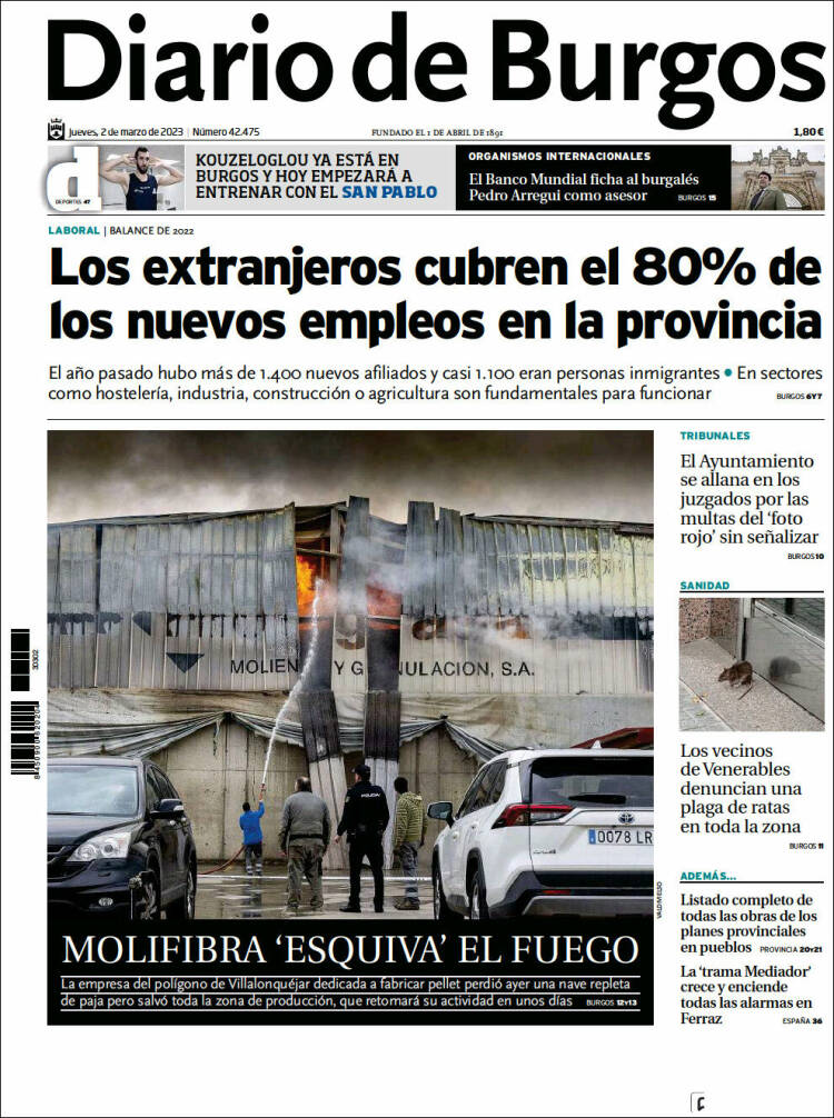Portada de Diario de Burgos (España)