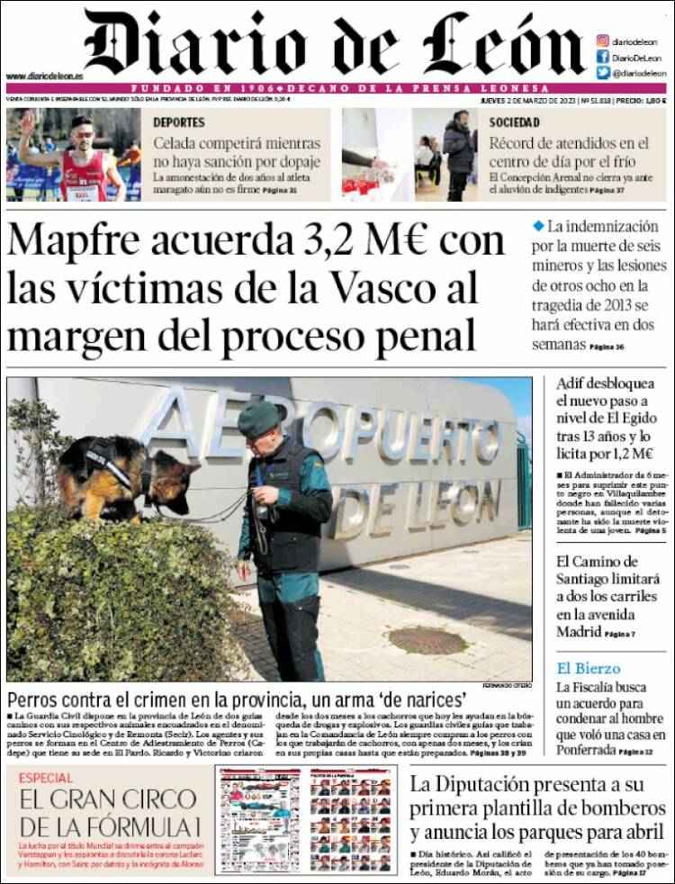 Portada de Diario de León (España)