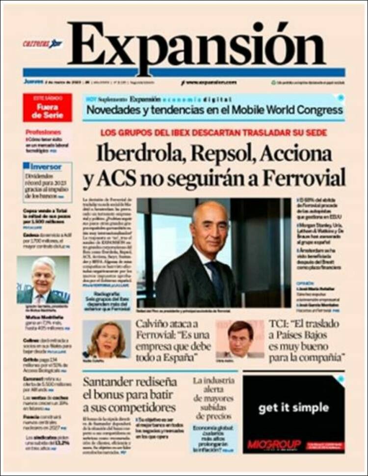 Portada de Expansión (Espa&ntilde;a)