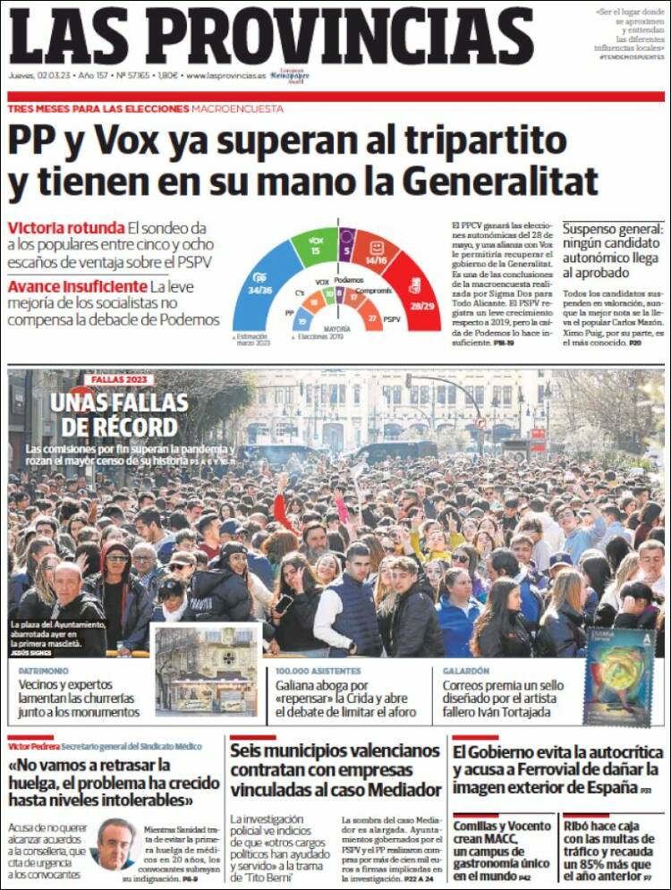 Portada de Las Provincias (España)