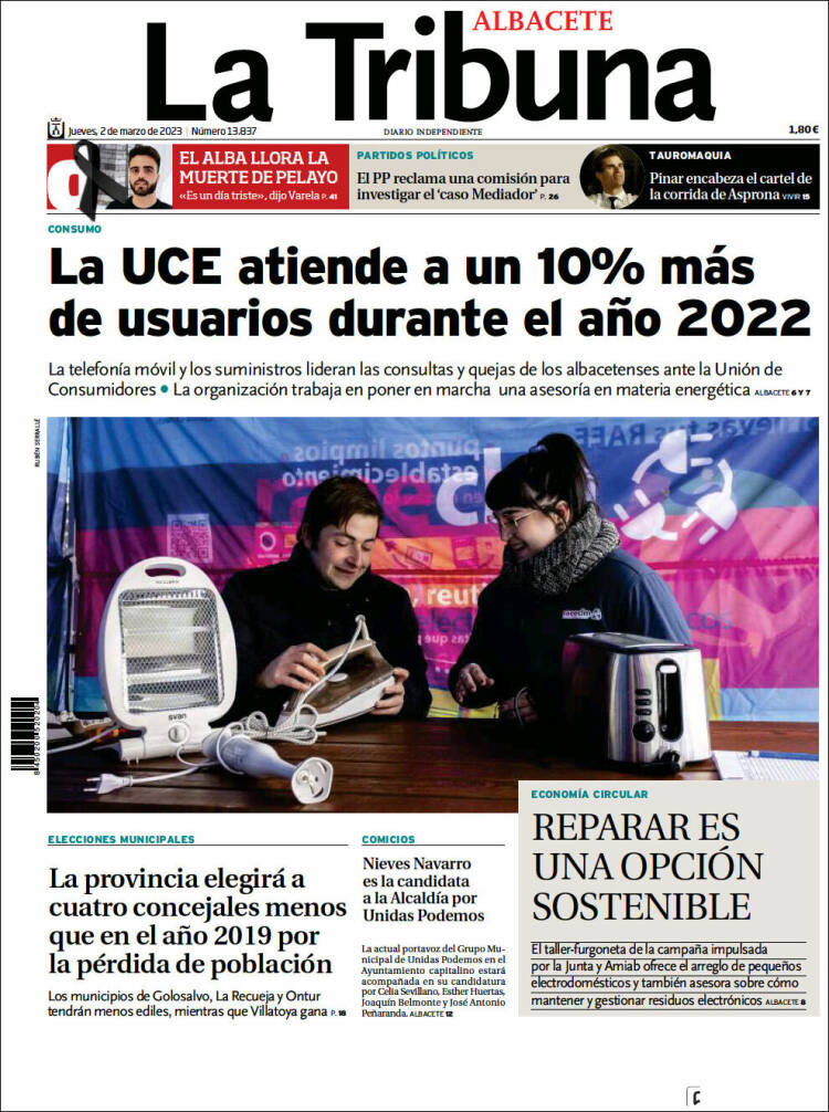 Portada de La Tribuna de Albacete (España)