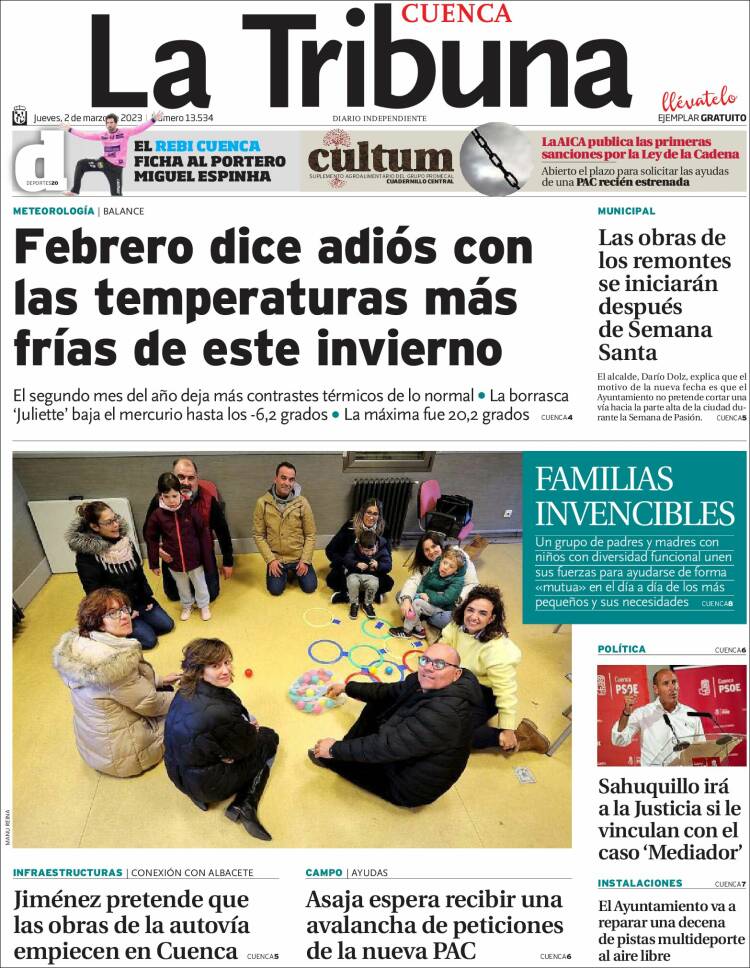 Portada de La Tribuna de Cuenca (España)