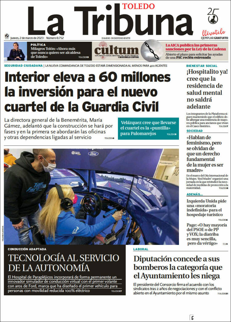 Portada de La Tribuna de Toledo (España)