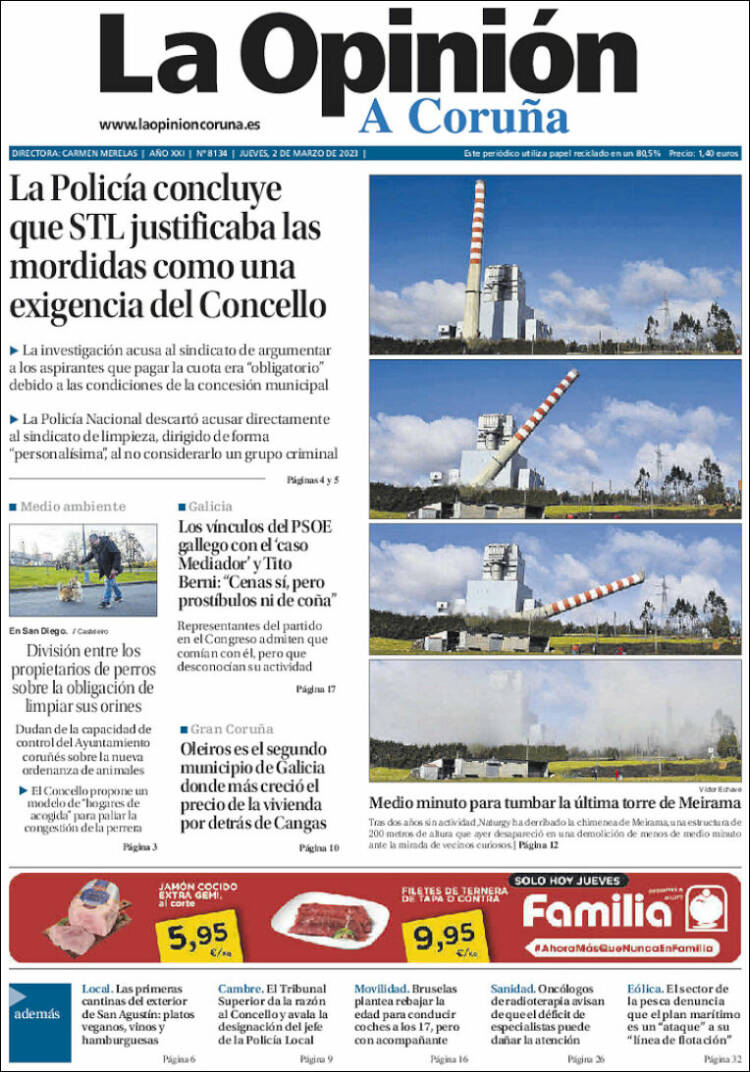 Portada de La Opinión de A Coruña (España)