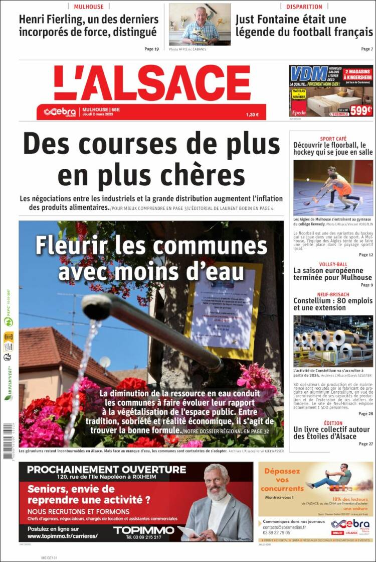 Portada de Journal L'Alsace (Francia)