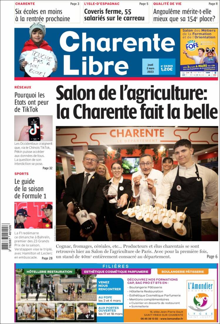 Portada de Charente Libre (Francia)