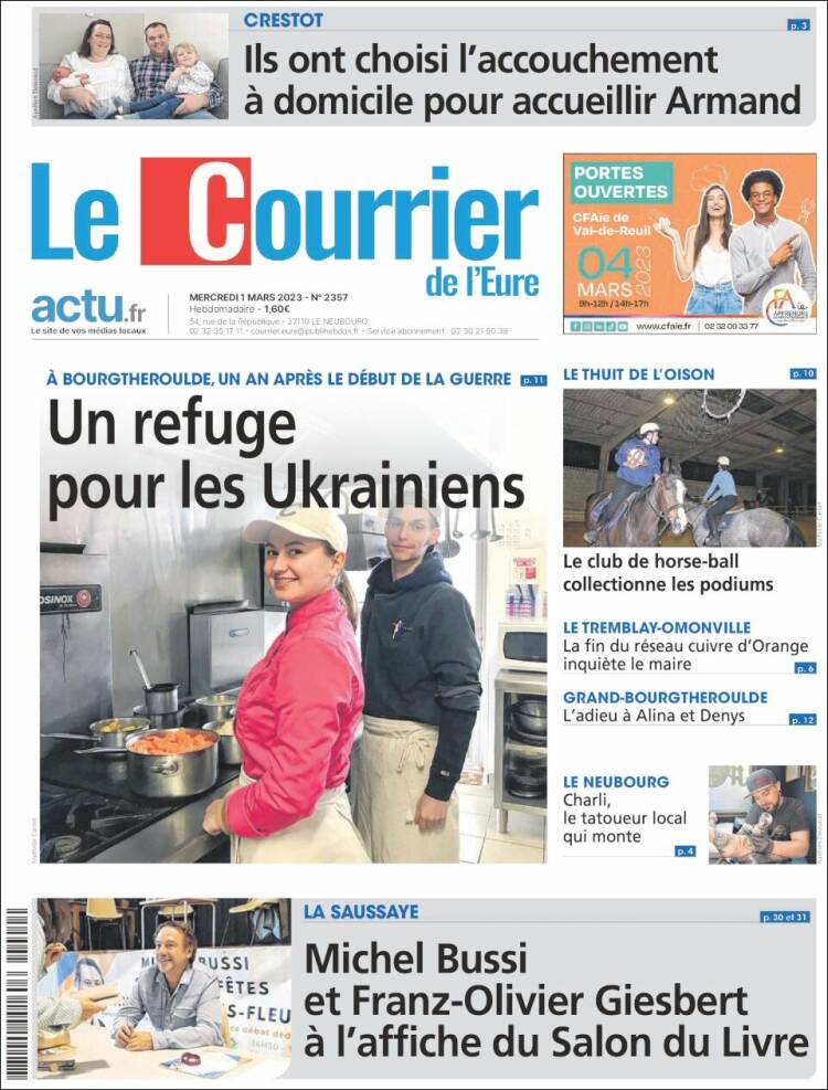 Portada de Le Courrier de l'Ouest (Francia)