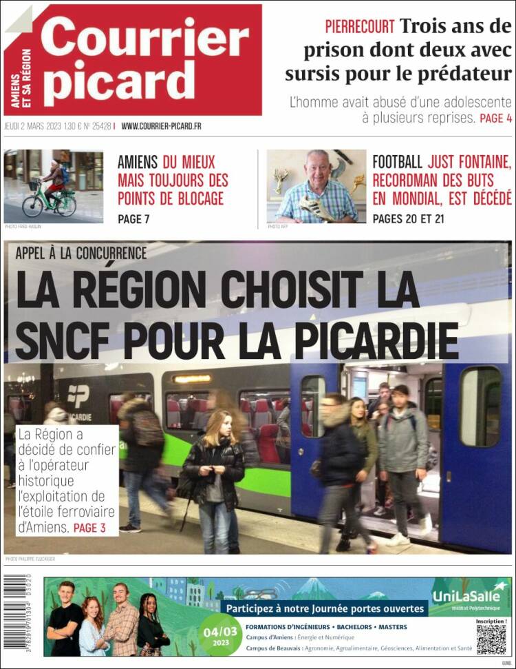 Portada de Courrier Picard (Francia)