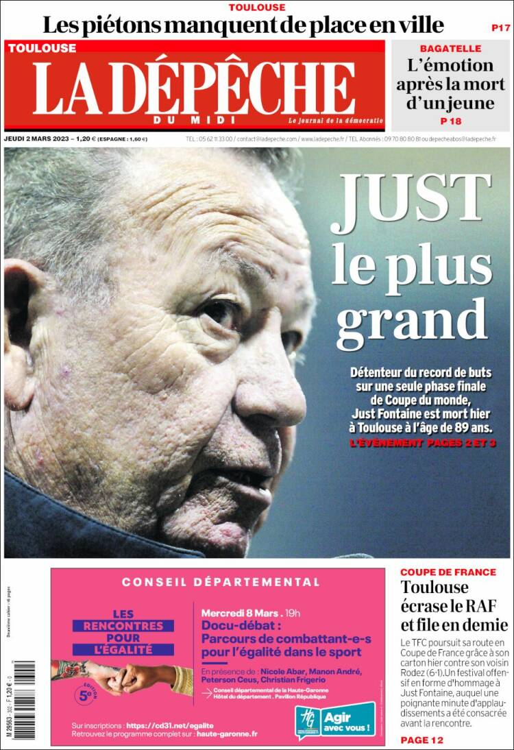 Portada de La Dépêche du Midi (Francia)