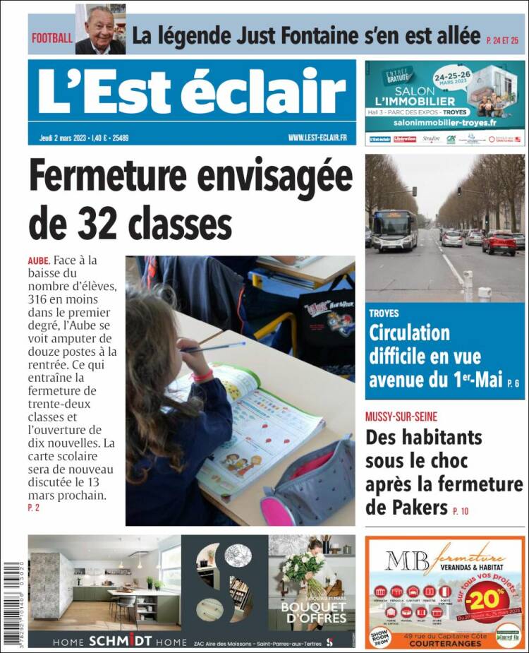 Portada de L'Est Eclair (Francia)