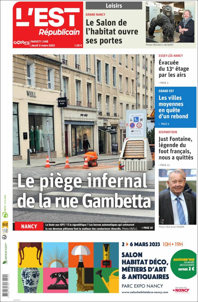 Portada de L'Est Republicain (Francia)