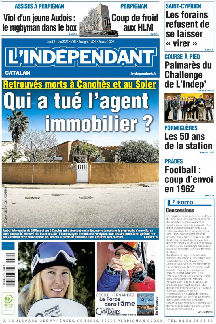 Portada de Le Indépendant (Francia)
