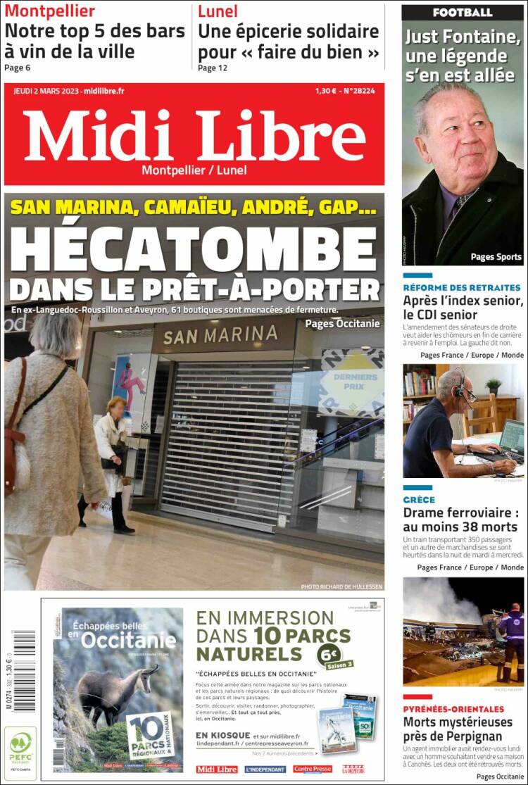 Portada de Midi Libre (Francia)