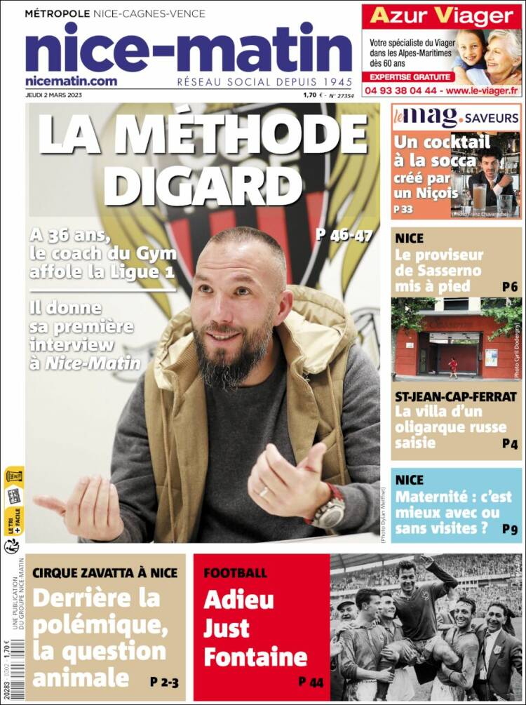 Portada de Nice-Matin (Francia)