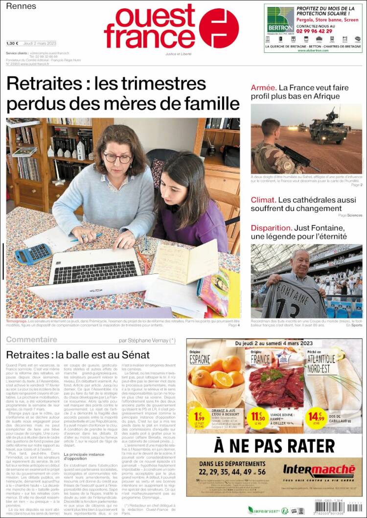 Portada de Ouest France (Francia)