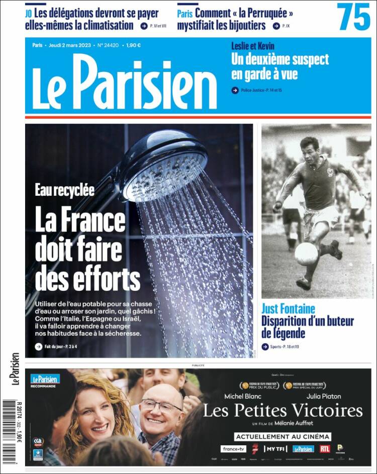 Portada de Le Parisien (Francia)