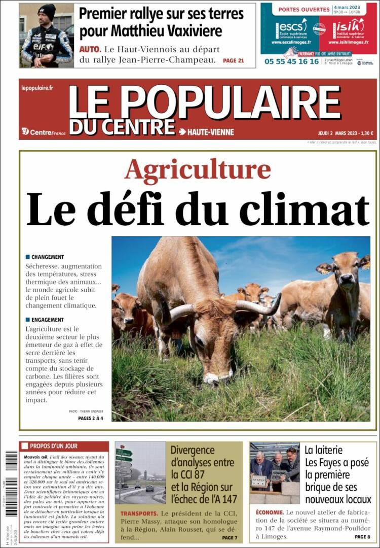 Portada de Le Populaire du Centre (Francia)