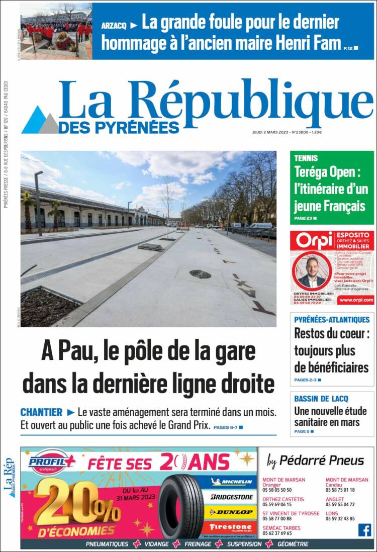 Portada de La République des Pyrénées (Francia)