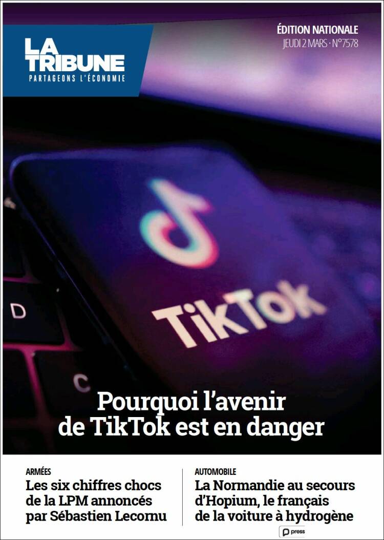 Portada de La Tribune (Francia)