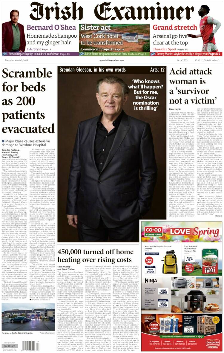 Portada de Irish Examiner (Irlanda)