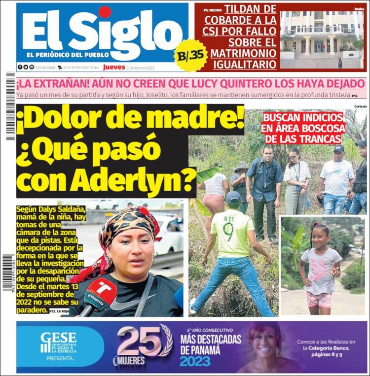 Portada de El Siglo (Panam&aacute;)