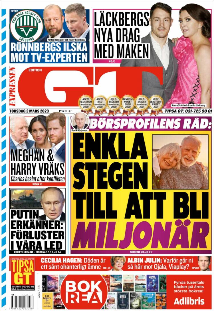 Portada de Göteborgstidningen (Suecia)