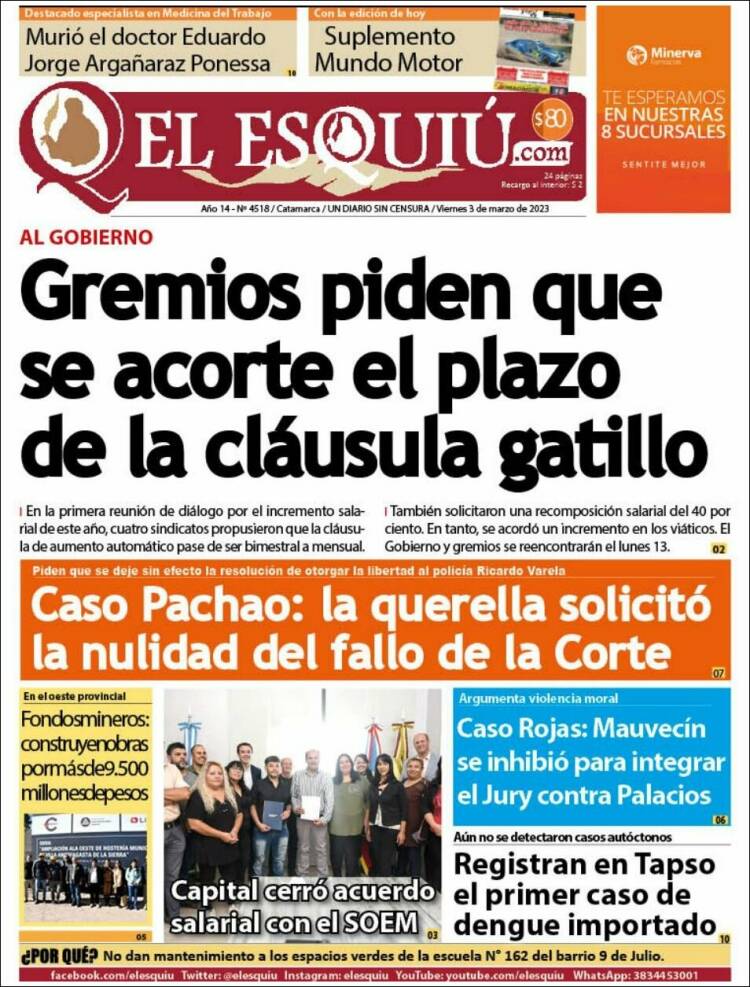 Portada de El Esquiu (Argentina)