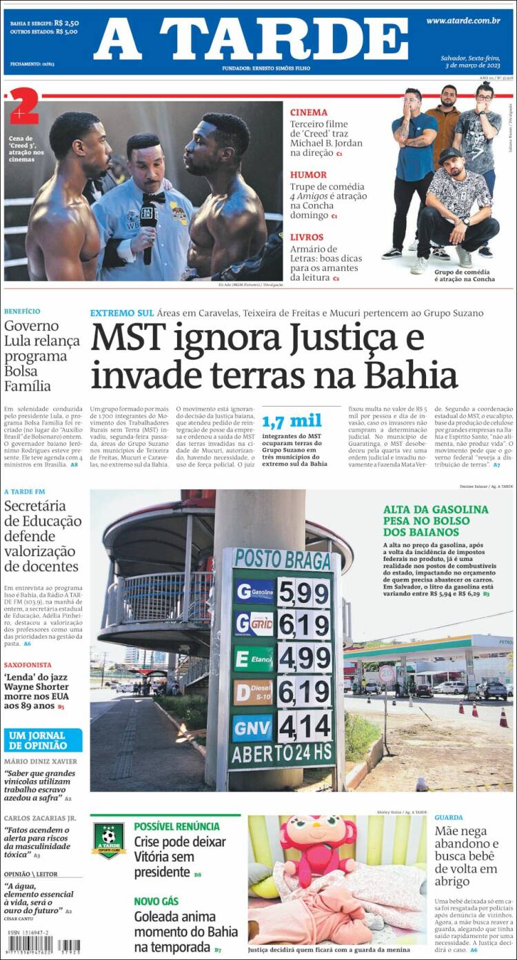 Portada de Diário A Tarde (Brasil)