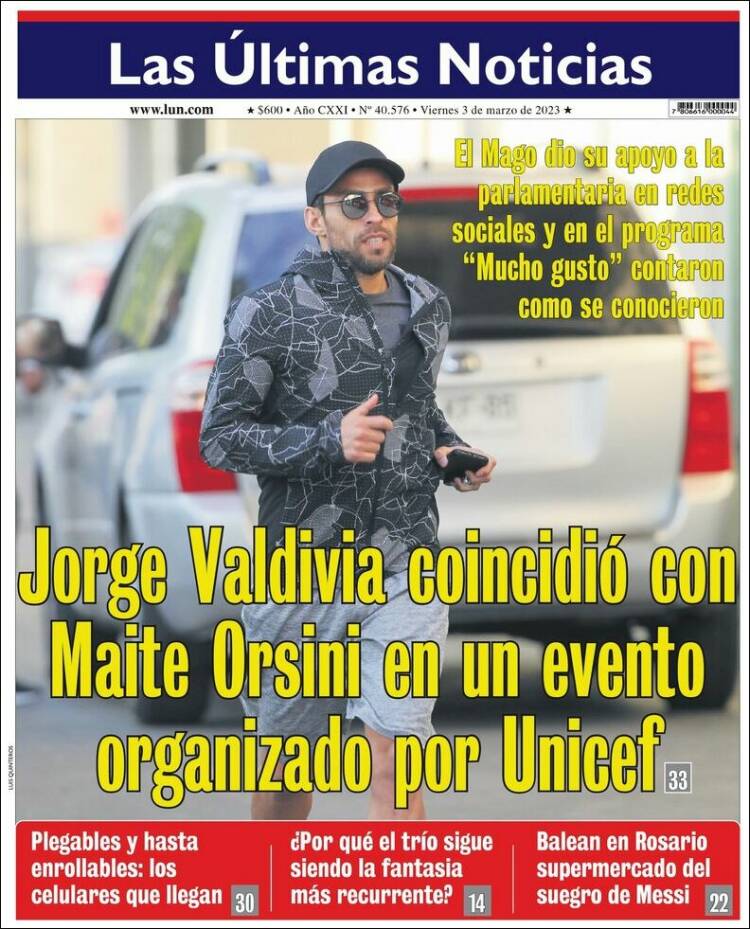 Portada de Las Últimas Noticias (Chile)