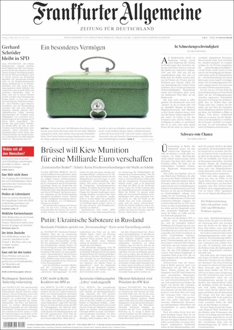 Portada de Frankfurter Allgemeine (Alemania)