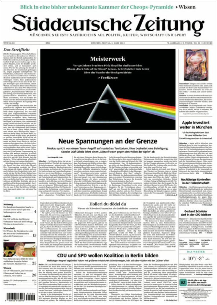 Portada de Sueddeutsche (Alemania)