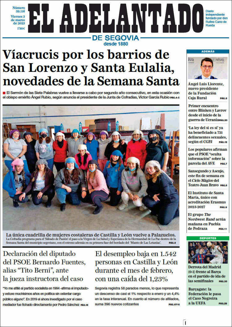 Portada de El Adelantado de Segovia (España)