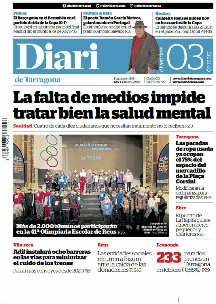 Portada de Diari de Tarragona (España)