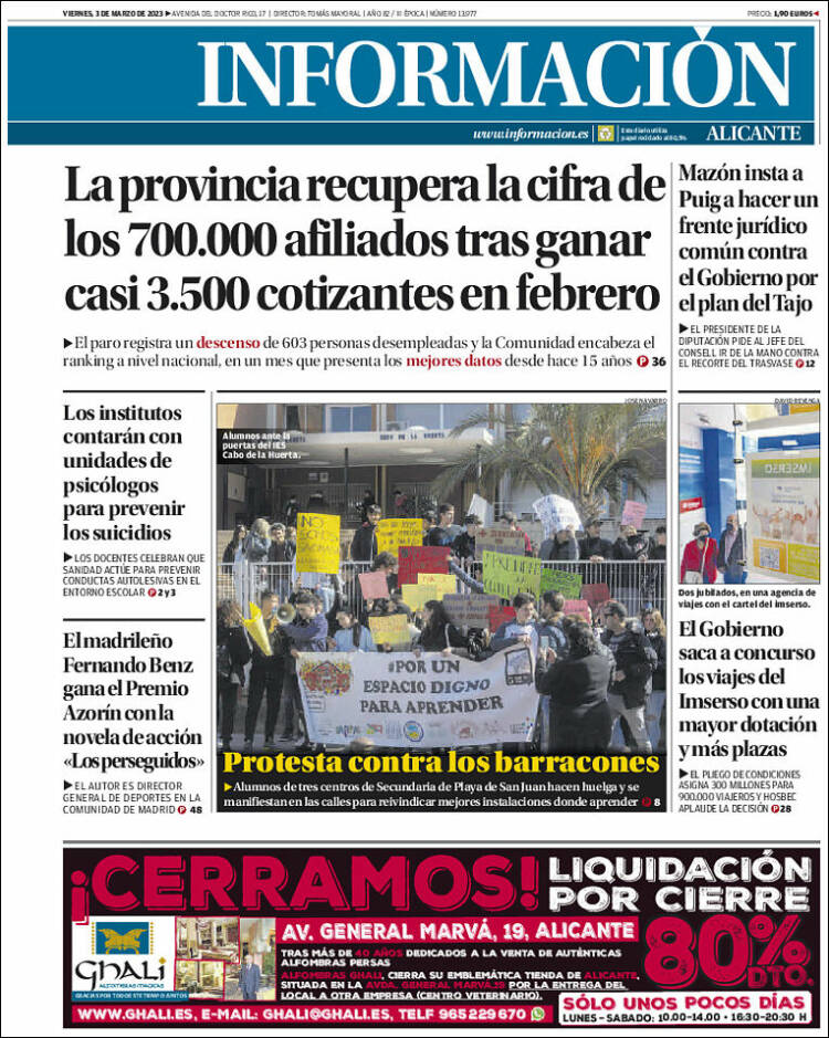 Portada de Diario Información (España)