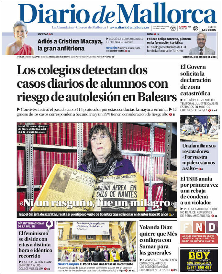 Portada de Diario de Mallorca (España)