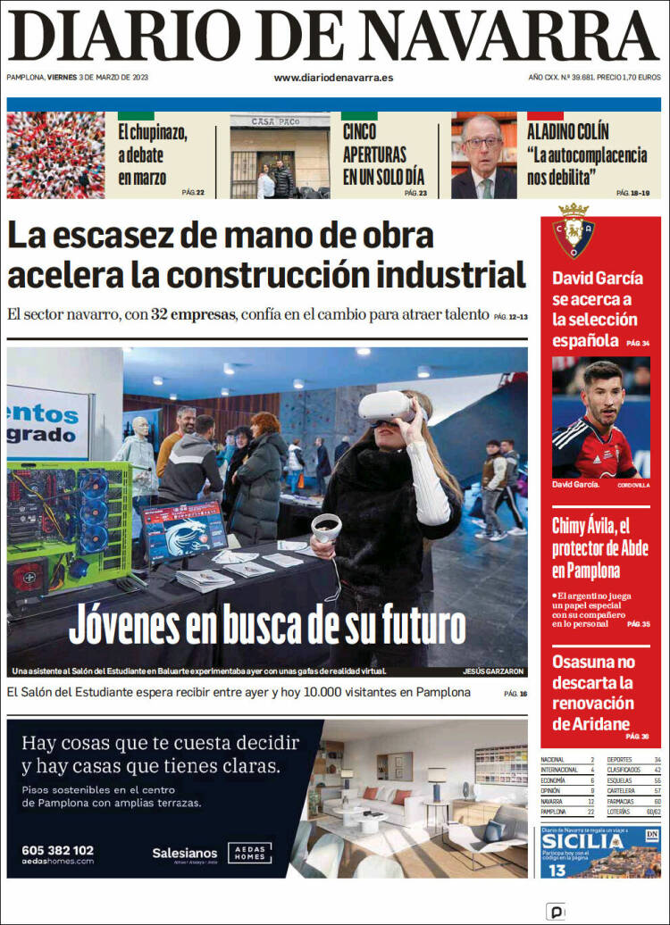 Portada de Diario de Navarra (España)