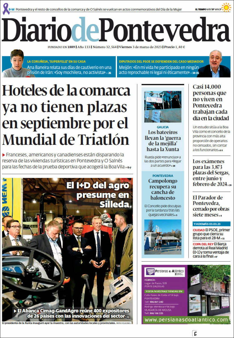 Portada de Diario de Pontevedra (España)