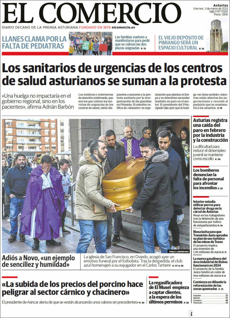 Portada de El Comercio (España)