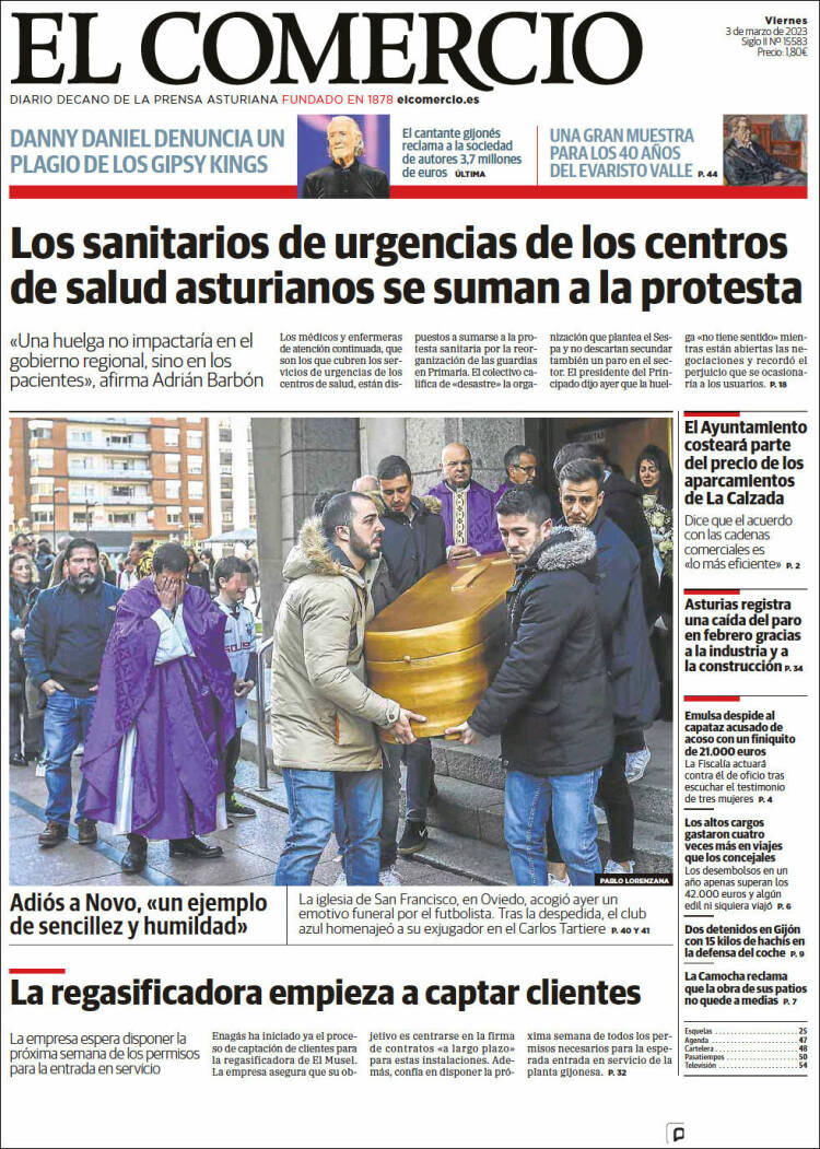 Portada de El Comercio - Gijón (España)
