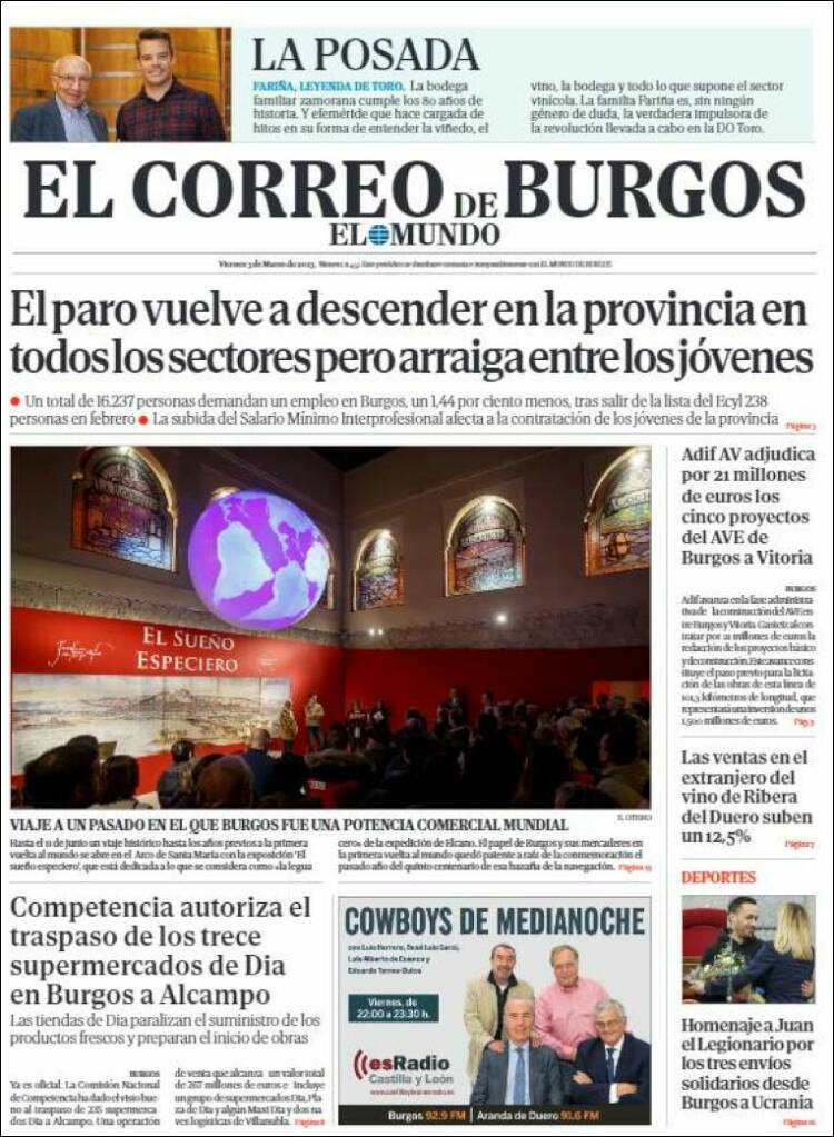Portada de El Correo de Burgos (España)