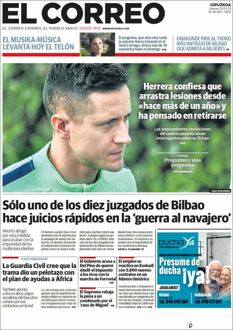 Portada de El Correo - Guipuzcoa (España)