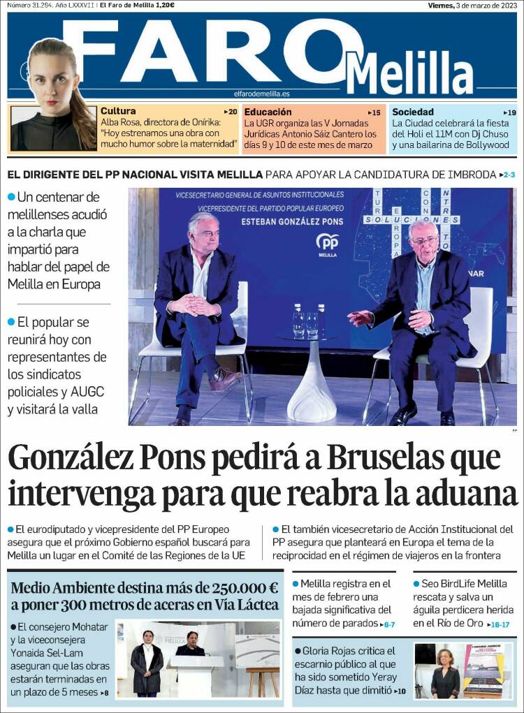 Portada de El Faro de Melilla (España)