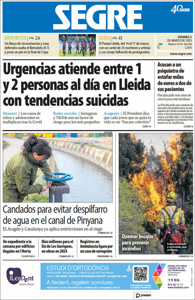 Portada de Segre  (España)